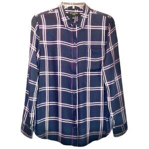 Banana Republic Plaid Boyfriend Button Down Shirt in Navy/White/Pink Women’s M